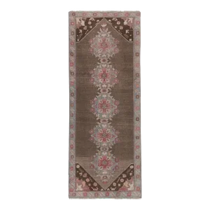 1960s Vintage Turkish Karapinar Runner Rug With Pastel Color 3'8'' X 8'11''
