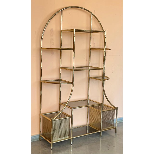 1970s Brass Faux Bamboo Etagere Unit, Hollywood Regency 1980s For Sale - Image 18 of 18