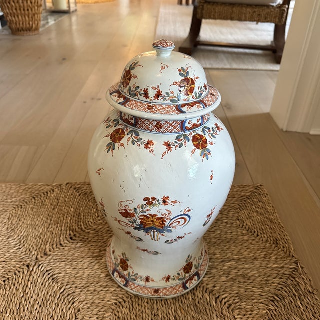 Ceramic Early 20th Century Monumental Italian Hand Painted Majolica Ginger Jar For Sale - Image 7 of 10