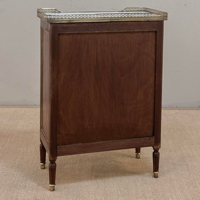 Antique French Louis XVI Mahogany Cabinet With Carrara Marble Top and Brass Gallery For Sale - Image 18 of 18