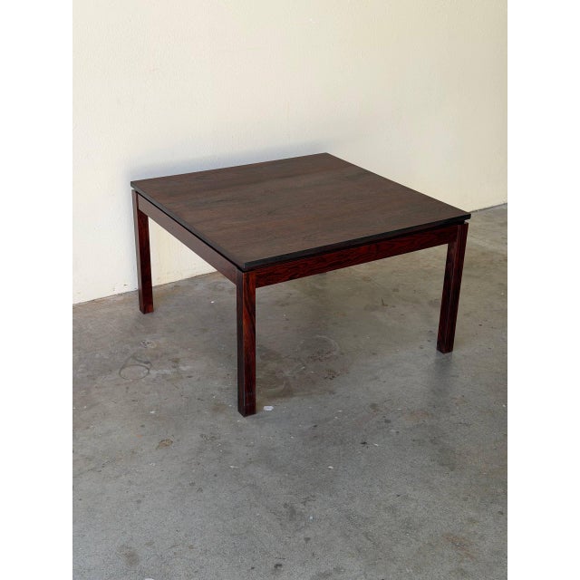 1960s Vintage Danish Rosewood Square Coffee Table – Mid Century Modern Scandinavian Accent Table For Sale - Image 5 of 11