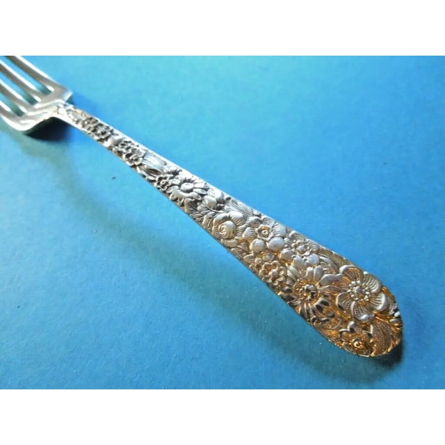 This exquisite dinner fork is a must-have for anyone who collects art nouveau silver. I am offering eight forks, sold...