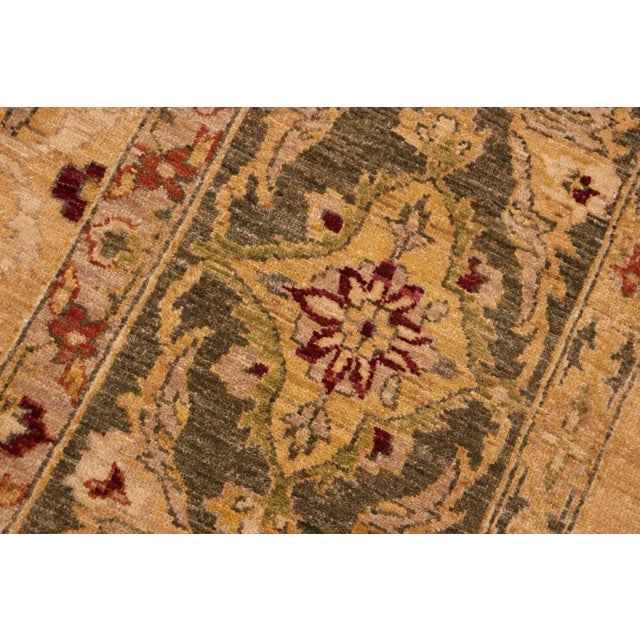 Textile 1990s Oriental Ziegler Gold Green Hand-Knotted Wool Rug- 8'8'' X 11'2'' For Sale - Image 7 of 8