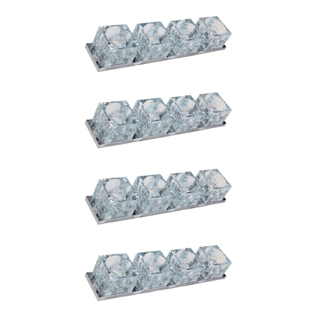 1960s Murano Block Glass Sconce or Ceiling Light by Gaetano Sciolari for Lightolier - Set of 4 For Sale