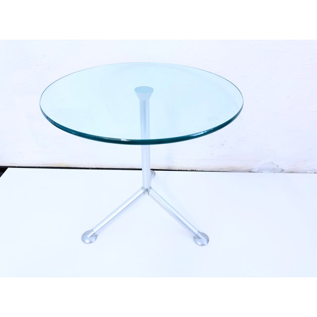 Used side table from the 1980s, designed by Paolo Bistacchi for Albed, Milan Metal, glass. Good used condition. Some...