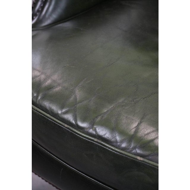 Chesterfield Wing Chair in Cowhide Leather For Sale - Image 12 of 17