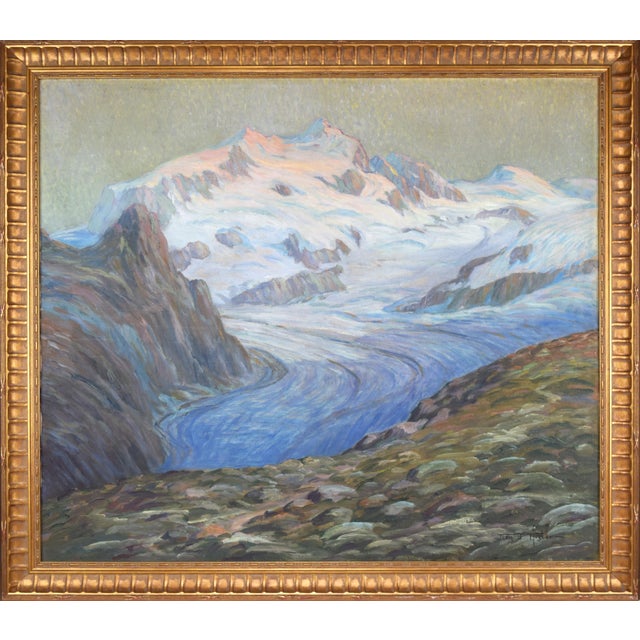 Antique Glacial Landscape Painting by Swiss-American Artist Jean Jacques Pfister For Sale In New York - Image 6 of 7