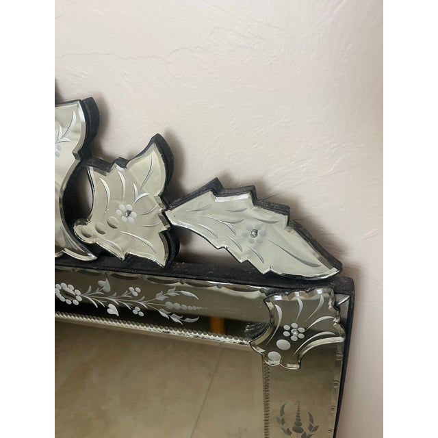 Gorgeous Venetian Floral Etched Wall Mirror - 2 Available For Sale In Phoenix - Image 6 of 12