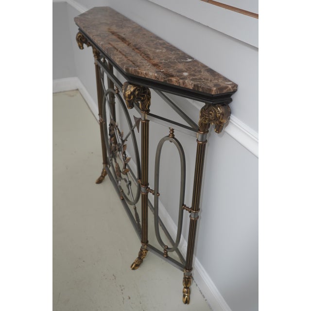 Age: Approx: 20 Years Old Details: French Empire Style High Quality Construction Steel Base w. Brass Rams Heads & Hoof...