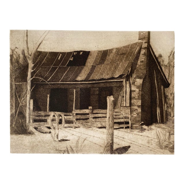Elizabeth Goodstadt Rural Farm Scene Etching For Sale