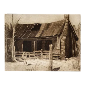 Elizabeth Goodstadt Rural Farm Scene Etching