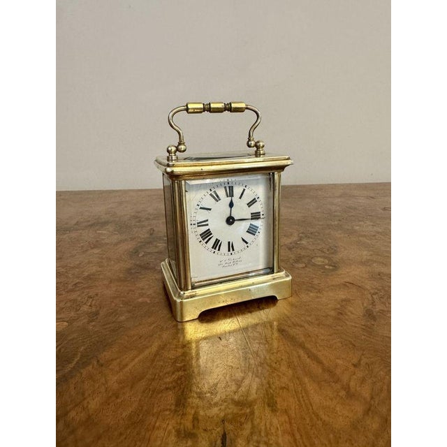 Antique Brass Carriage Clock with Travel Case from Pickford of London, 1880, Set of 2 For Sale - Image 3 of 7