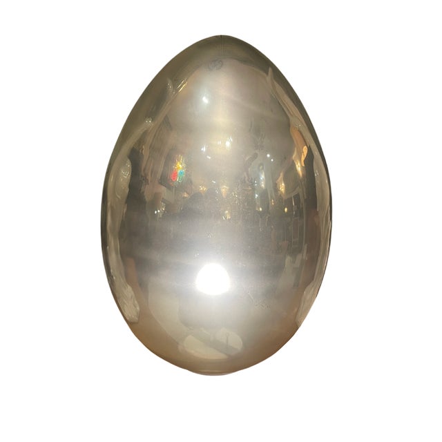 Chrome and Glass Egg Lamp, 1980s For Sale - Image 4 of 5
