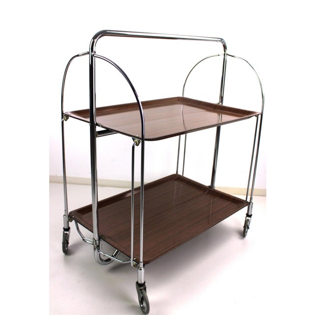 Mid-Century Dinett Foldable Serving Trolley from Bremshey Solingen, 1960s For Sale - Image 6 of 10