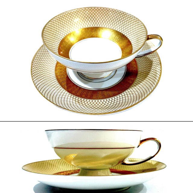1960s Rosenthal Golden Grail Encrusted Gold Porcelain Dinnerware by Raymond Loewy - 45 Piece Service for Eight For Sale - Image 10 of 13