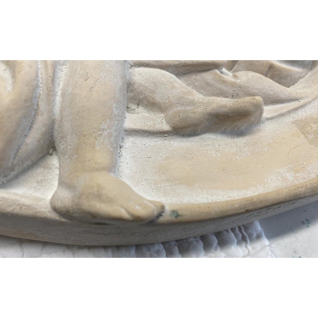 MId Century Chalkware, Baroque Over Door Pediment, Putti-Cherubs, Trumpets, Gargoyle Face 21.5" Wide For Sale - Image 15 of 18