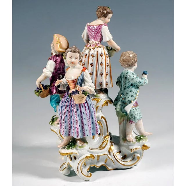 Rococo Early Meissen Round Group of Gardener Children by J.J. Kaendler, 1774 For Sale - Image 3 of 9