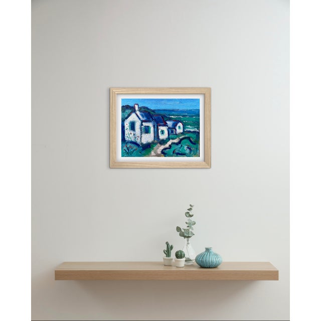 Impressionist Ocean's Edge Cottages - Impressionistic Oil Landscape Painting For Sale - Image 3 of 9