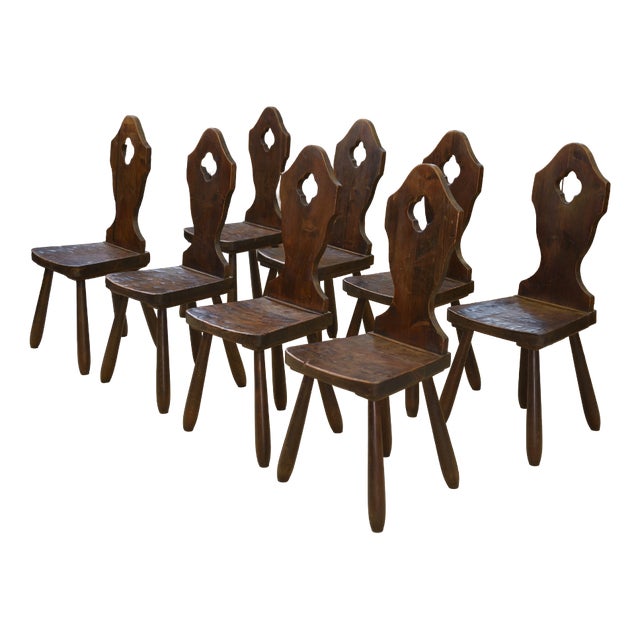 Vintage Monastery Chairs, 1950s, Set of 8 For Sale