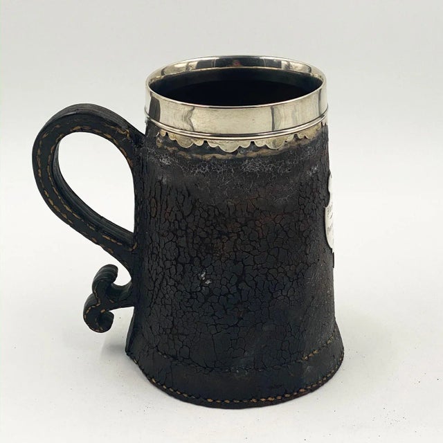 Leather Tankard With Silver Mounts, American For Sale - Image 4 of 6