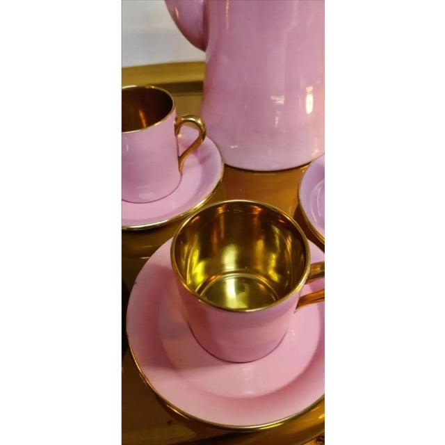 1940s Carlton Ware Pink Demitasse Set With Gold Gilt Trim- 11 Pieces For Sale - Image 14 of 15
