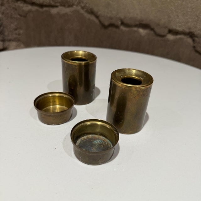 b.c.a. Brass Candle Holders or Oil Lamps From Denmark Mid-Century Modern For Sale - Image 9 of 11