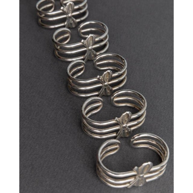 Vintage Silver-Plated Ribbon Napkin Rings, Italy, 1970s, Set of 6 For Sale - Image 4 of 11