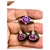 6Ct Natural PURPLE Sapphire , Black Onyx & Pave Diamond Ring & Earring Set 18KG For Sale - Image 4 of 18