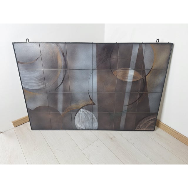 Mid-Century Modern Painted Ceramic Tiles Painting by Claudio Monotti for Deruta Studio, 1960s For Sale - Image 3 of 11