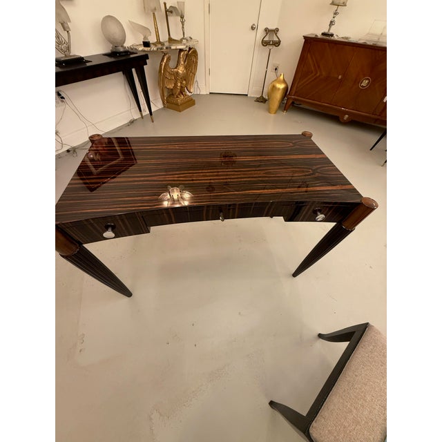 Wood French Art Deco Macassar Elegant Writing Desk For Sale - Image 7 of 18
