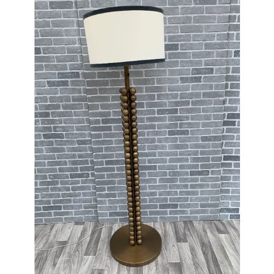Modern Textured Brass Tower Floor Lamp With Shade For Sale - Image 9 of 9