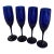 Libbey Deep Cobalt Blue Champagne Glasses - Set of 4 For Sale