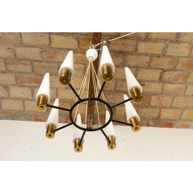 Mid-Century Modern Brass Pendant Lamp with Opal Glass Shades, 1960s For Sale - Image 10 of 18