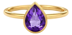 Amethyst Pear Cut Gemstone Ring, Febraury Birthstone Statement Ring Us 7