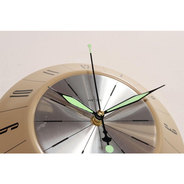 German Art Deco Beige Wall Clock With Black Numerals by Welby For Sale - Image 10 of 11