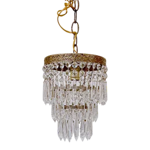 Mid 20th Century Italian Brass Upside Down Layered Cake Chandelier