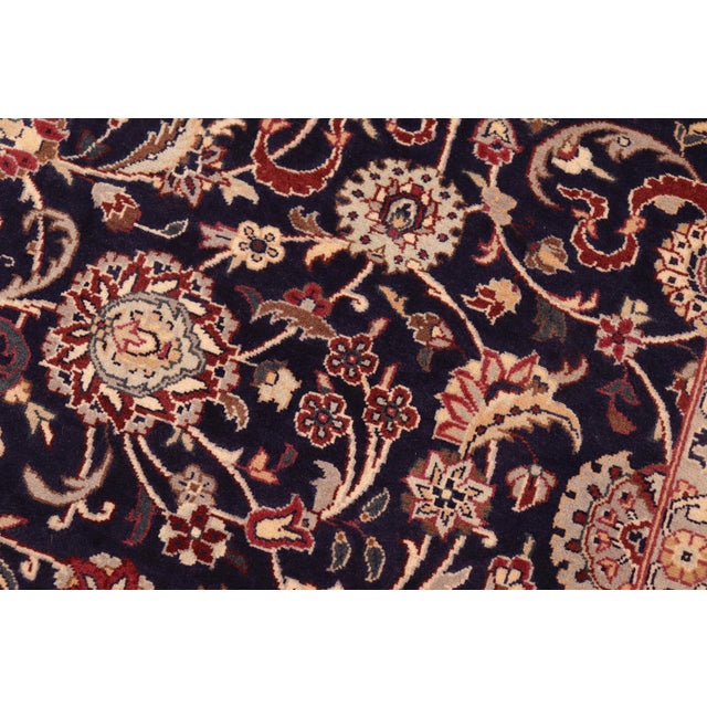 Shabby Chic Floral 1990's Pak-Persian Blue/Red Wool Rug - 6'2'' X 9'3'' For Sale - Image 4 of 9