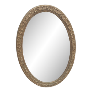 Vintage 1970s Hollywood Regency Style Ornate Antiqued Gold Oval Frame Wall Hanging Large Mirror