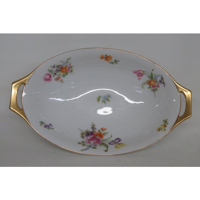 Thomas Bavaria Lakewood Floral Oval Serving Bowl Gold Edge and Handles 4582b For Sale - Image 14 of 15