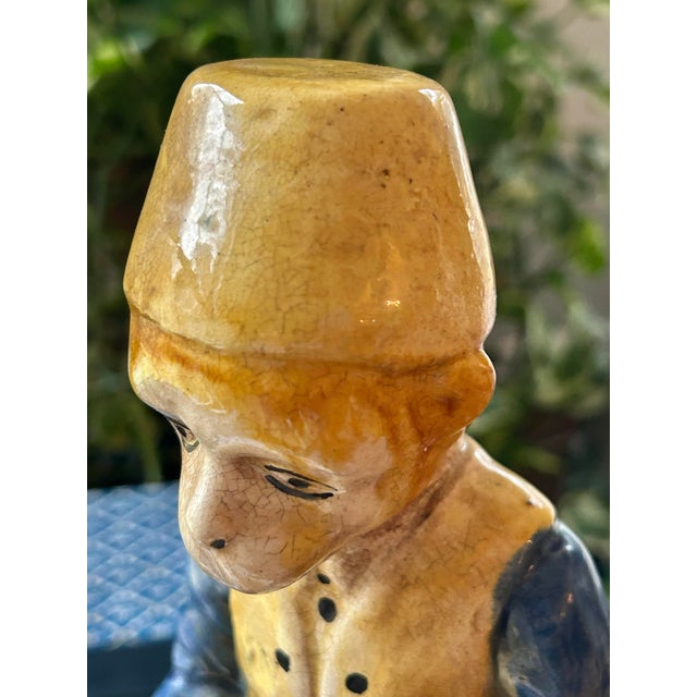 Ceramic Mid 20th Century Majolica Style Figural Reading Monkey Bookend or Figurine For Sale - Image 7 of 8