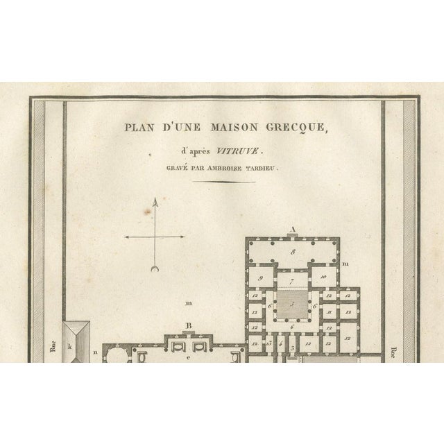 Ancient Greek House Architectural Plan in the style of Vitruvius for Tardieu, 1825 For Sale - Image 4 of 9