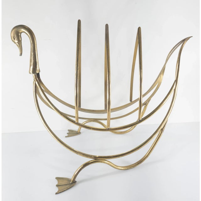 English 19th Century English Swan or Goose Form Brass Magazine Rack For Sale - Image 3 of 10