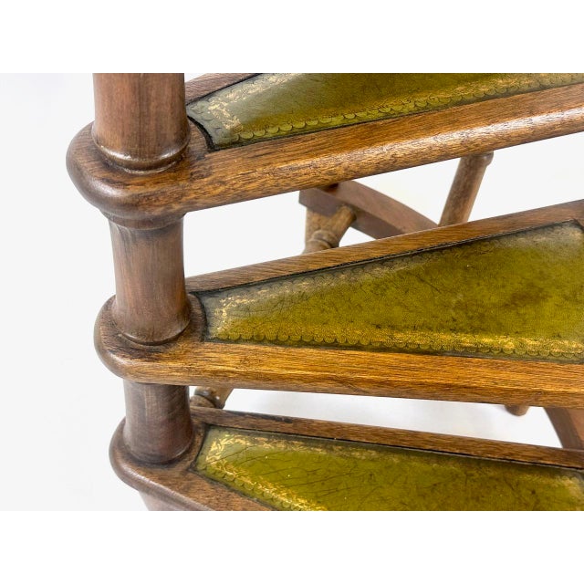 Victorian Mahogany and Leather Library Staircase, 19th Century For Sale - Image 4 of 18
