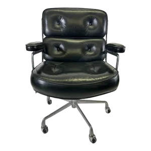 Eames Time Life Chair in Black Leather for Herman Miller, 1980s Usa