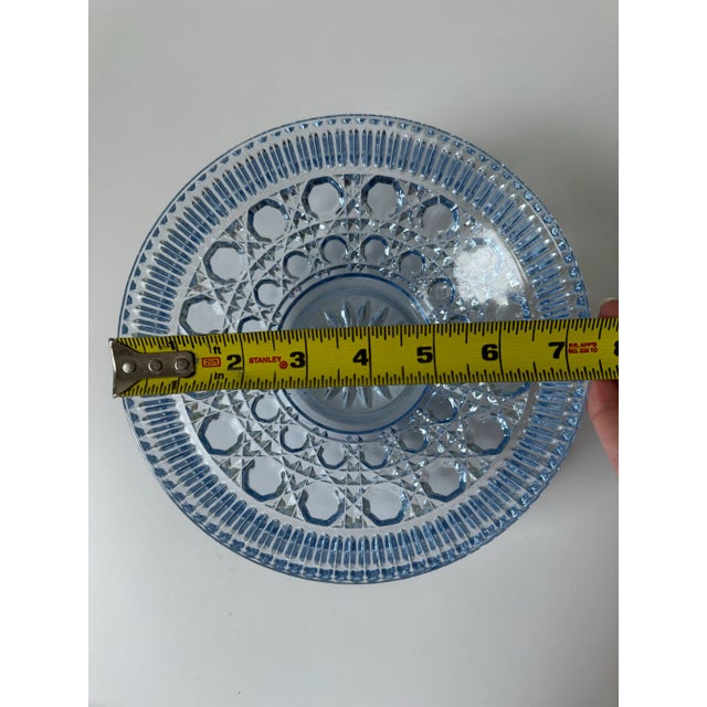 Blue Vintage Indiana Glass Windsor/ Royal Brighton Light Blue Bowl in a Button and Woven Cane Pattern For Sale - Image 8 of 8