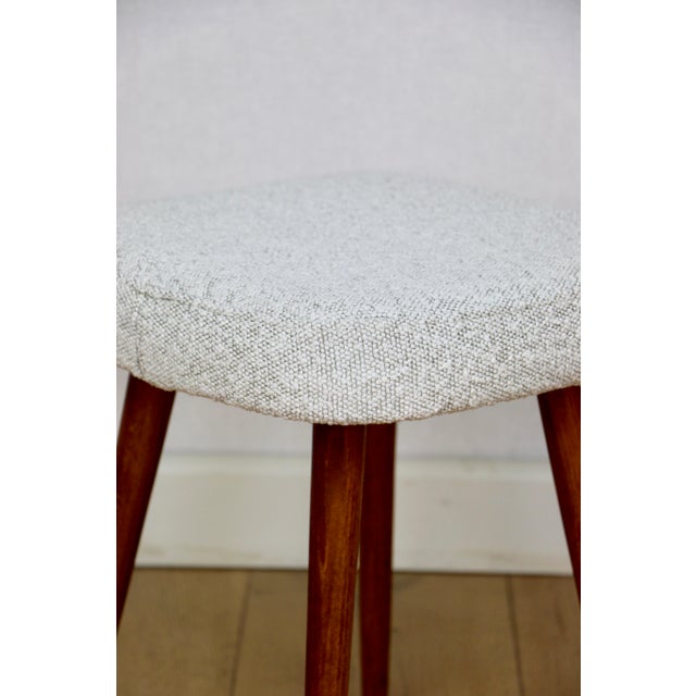 Vintage White-Cream Square Stool in Ivory, 1970s For Sale - Image 4 of 7