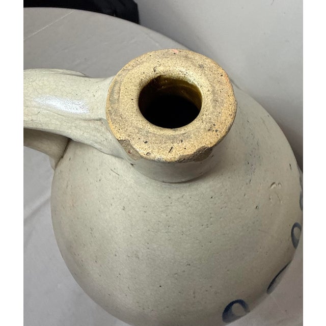 Antique 1800's J. Monsky Newark Nj Stoneware Salt Glazed Cobalt Pottery 2 Jug For Sale - Image 12 of 13