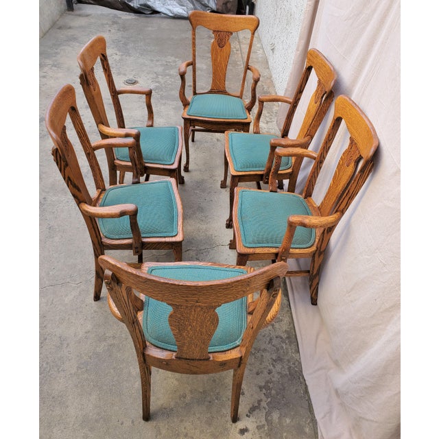 Antique American Oak Pressed Back Dining Arm Chairs - Set ... (640 x 640 Pixel)