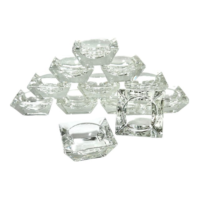 Vintage Square Glass Salt Cellars – Set of 12 For Sale