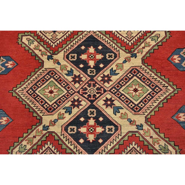 2020s Kazak Rug 8'4'' X 11'3'' Red Wool Tribal Hand-Knotted Oriental Carpet For Sale - Image 5 of 12